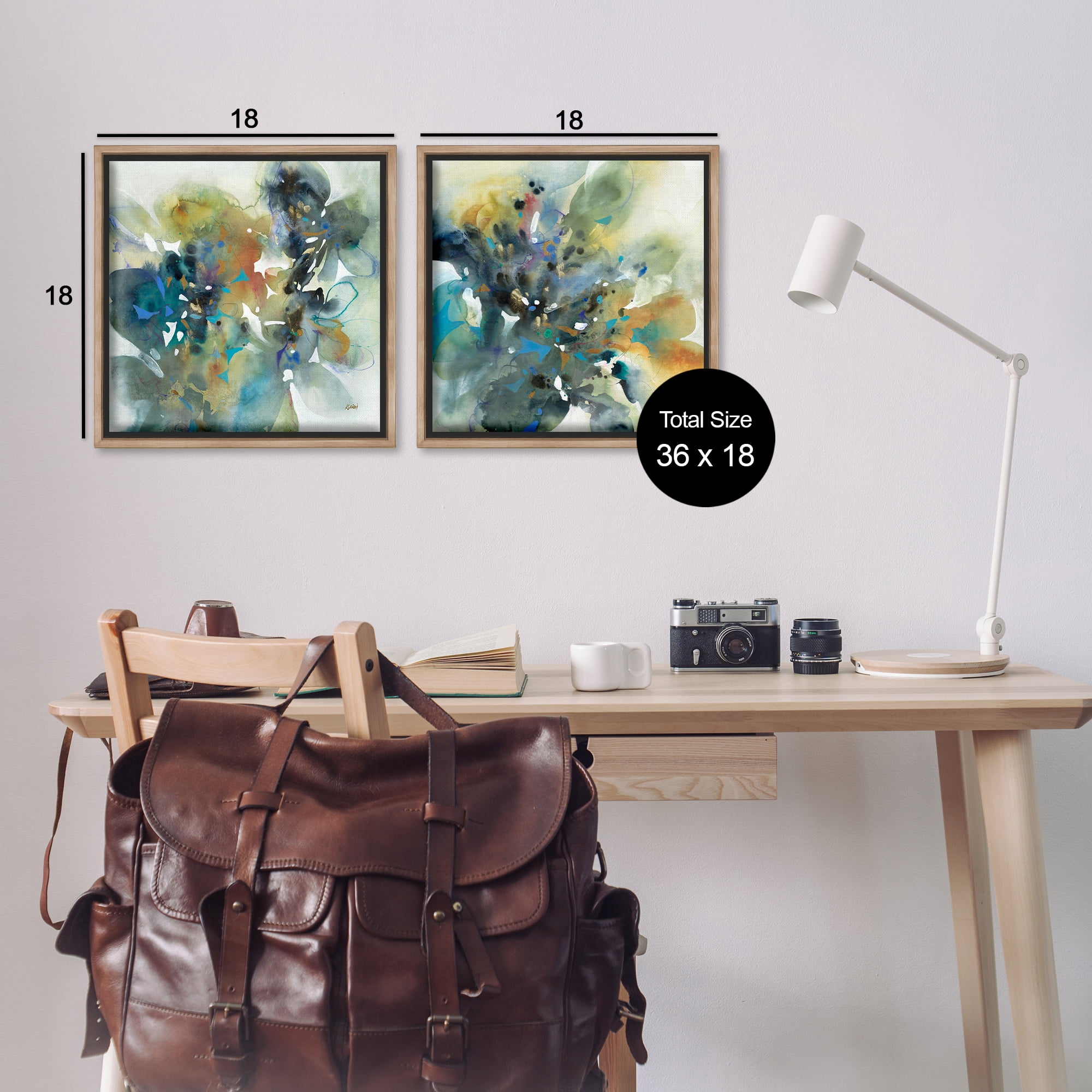 Stupell Industries Layered Faded Abstracts Abstract Painting Brown Floater Framed Canvas Art Print Wall Art, 18 x 18, Set of 2