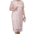 thumbnail image 1 of DYMADE Women Wedding Party Cocktail Ball Gown Lace Half Sleeve Plus Size Formal Dress, 1 of 3