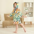 thumbnail image 4 of FORMRS Niños Bathrobe Unisex Hooded Robe Soft Plush Pajamas Sleepwear, Size 4-6T, Beige Clover Pattern, 4 of 7