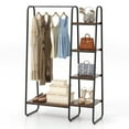 thumbnail image 1 of Patiojoy Clothes Rack with Shelves, Free-Standing Metal Garment Clothing Rack with Hanging Rod 5 Wooden Shelves Adjustable Foot Pads Rustic Brown+Black, 1 of 9