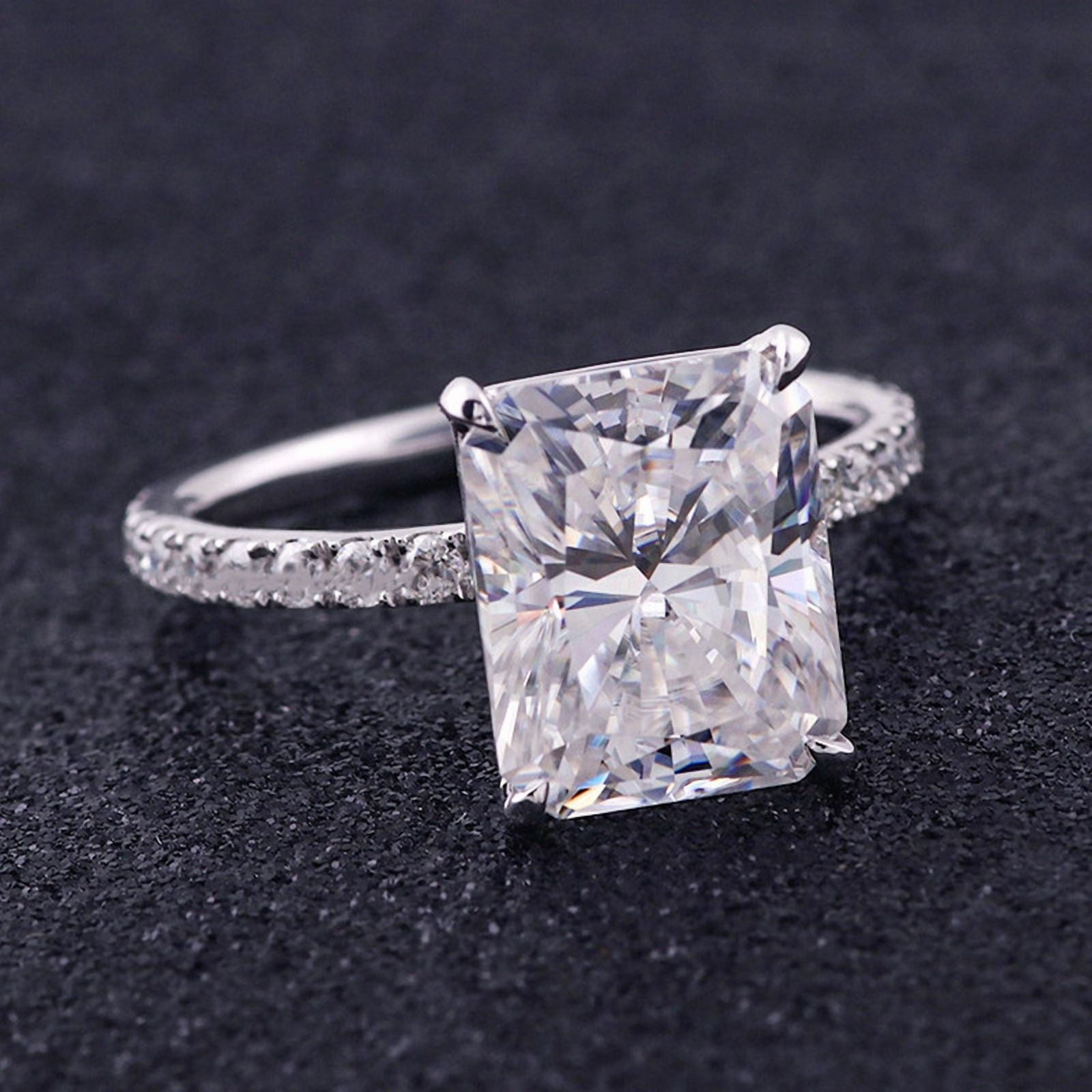 solitaire jewels 5CT Radiant Moissanite Solitaire Engagement Ring For Women, 14K Yellow Gold