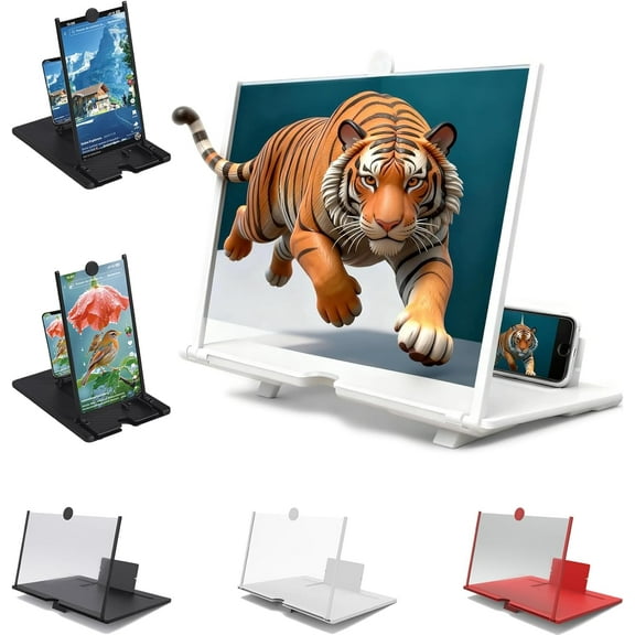 2026 New Screen Magnifier Version - 12 in Mobile Phone Magnifier Projector Screen, Desktop Magnifying Suitable for Seniors Reading, Watch Phone, Movies, Videos, and Gaming