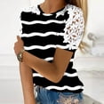 thumbnail image 2 of Birdeem Blouses pour Femmes Impression Manches Courtes Col Rond Chandail Dentelle Hauts Chemises Blouse, 2 of 12