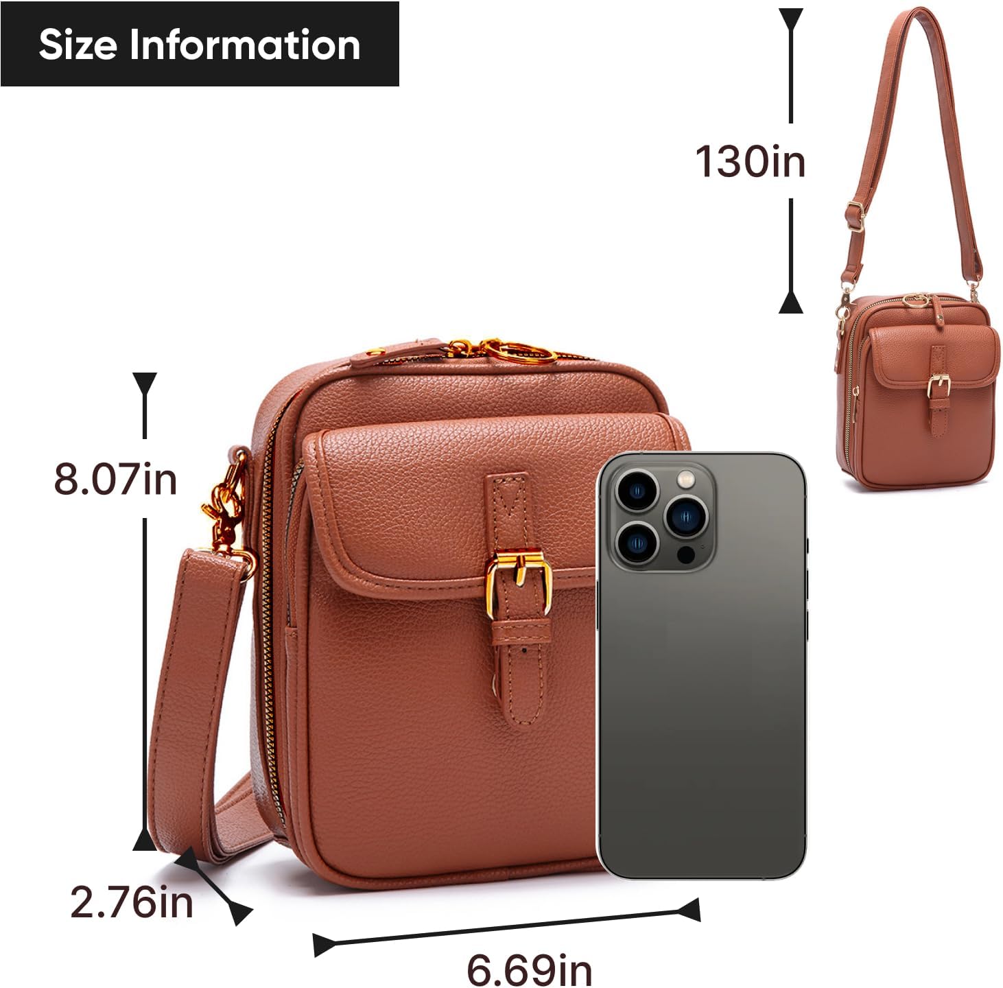 Leather Crossbody Bags for Women Anti-Theft Vegan Purse with Card Slots, Travel Shoulder Bag, Waterproof Crossbody Purse