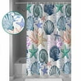thumbnail image 3 of Extra Long Shower Curtain 72x84 Inch, Coastal Beach Shower Curtain Waterproof Bathroom Decor Watercolor Nautical Starfish Shell Fabric Bath Curtain Set Accessories with Hooks, 3 of 6