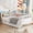 White+Drawer, variant on Twin Size Montessori Bed with Detachable Rails, Solid Wood Low-Profile Platform Bed with Fence, No Box Spring Needed (Natural)