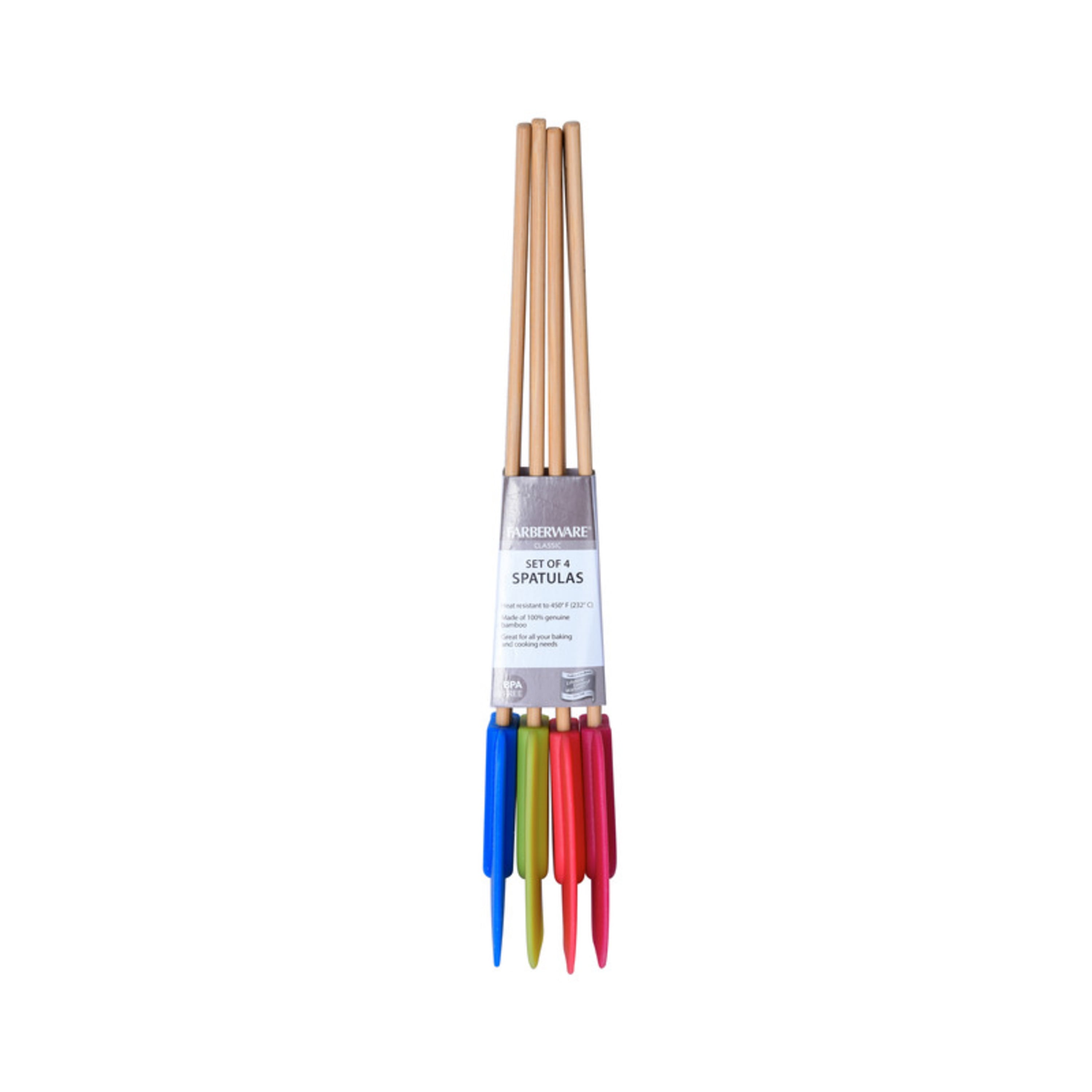 Farberware Set of 4 Wood Handle Multi-Color Silicone Spatula