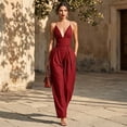 thumbnail image 3 of Quixlent Summer Jumpsuits for Women, Sleeveless Spaghetti Strap Overall, V Neck Casual One Piece Outfits with Pockets, 3 of 7