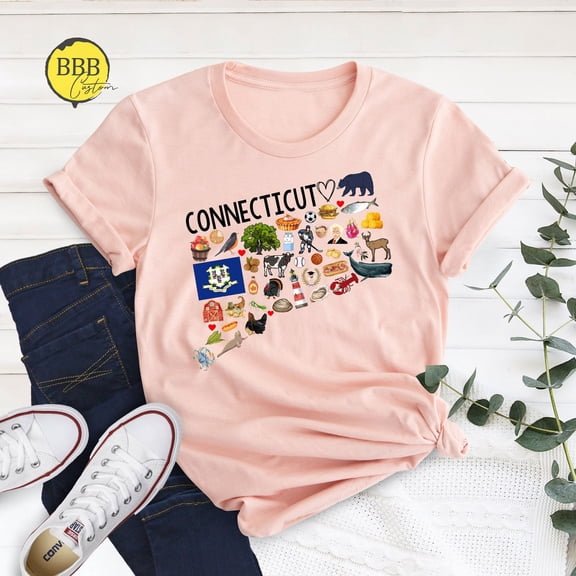 Connecticut Map T-Shirt: Usa Home State TSHIRT All Size S-5XL