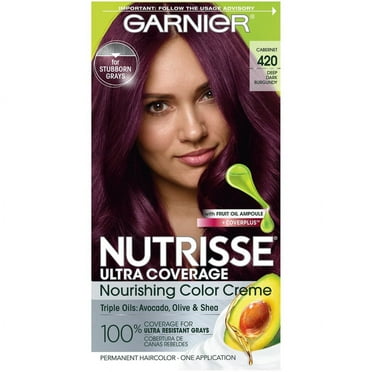 Garnier Nutrisse Ultra Coverage Nourishing Hair Color Creme, Cabernet 420, 1 kit