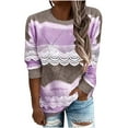 thumbnail image 1 of Pompotops Femmes Automne et Hiver Manches Longues Contraste Épissage Dentelle Tops Pull, 1 of 5