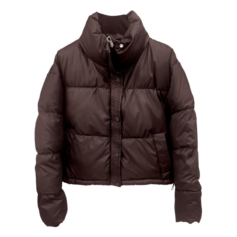 Dxzfnsa Cropped Puffer Jackets for Women Womens Warm Zip Up Padded