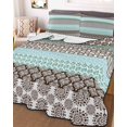 thumbnail image 3 of Quilts Twin Size, Boho Geometric Soft Comforter Bedding Set for Bed, Turquoise Green Brown Tribal Stripes Lightweight Quilted Bedspread with Pillow Cover(2 Pieces) for All Season, 68x86 Inch, 3 of 6