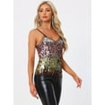 thumbnail image 3 of DARING DIVA Women's Sleeveless Sequin Mesh Panel Clue Cami Top L Multicolor, 3 of 6