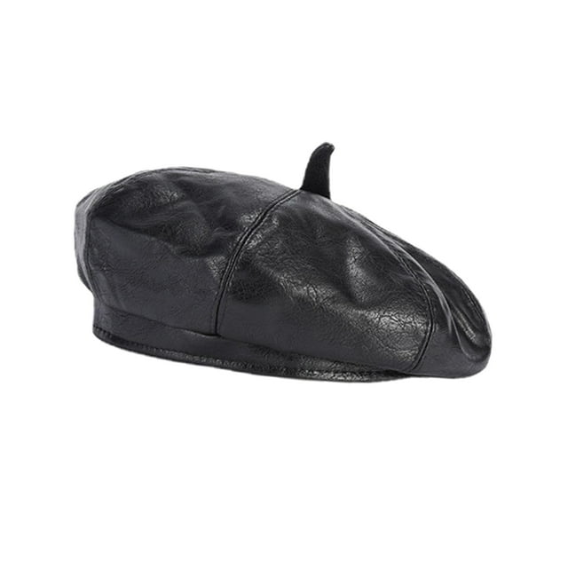 Gorro clásico informal de mujer Yuyangstore piel sintética suave negro