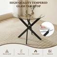 thumbnail image 3 of 35" Round Glass Dining Table, Paproos Dining Table for 4, Kitchen Table with Gold Plated Metal Legs, Minimalist Glass Dining Room Table for Kitchen, Black(Only Table), 3 of 6