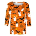 thumbnail image 4 of Miqool Womens Halloween T-Shirts 3/4 Sleeve Tops Loose Fit Round Neck Casual Tunic Blouse Fall Winter Holiday Graphic Tees,S-5XL, 4 of 5