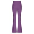 thumbnail image 3 of WIZUTIZ Womens Workout Leggings Thin Leisure Fitted Flared Yoga Sweatpants Stretch Elastic High Waist 7/8 Length Leggings Solid Sweatpants for Lady Fitness Outdoor Purple, 3 of 4