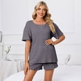 thumbnail image 4 of Defitshape Women's Cute Shorts Pajamas Set Summer Pajama Set Short Sleeve Soft Comfy Casual Drawstring Pj Set Dark Grey 5X-Large, 4 of 4