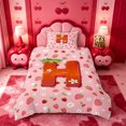 thumbnail image 2 of meiyoeat Girls Personalized Monogram Twin Duvet Cover,Strawberry Themed Initial Twin Bedding For Girl,Pink Reversible,2-Piece,1 Duvet Cover and 1 Pillowcase, 2 of 6