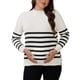thumbnail image 1 of Suéteres de maternidad para mujeres, camisetas de manga larga, con abertura lateral, rayas, tejido acanalado, cuello simulado, pulóver para el embarazo, XL, blanco, 1 of 6