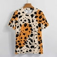thumbnail image 3 of Leopard Print Pattern Womens Tops Women's Fashion Casual Short Sleeve Flower Print Round Neck Pullover Top Blouse, 3 of 6