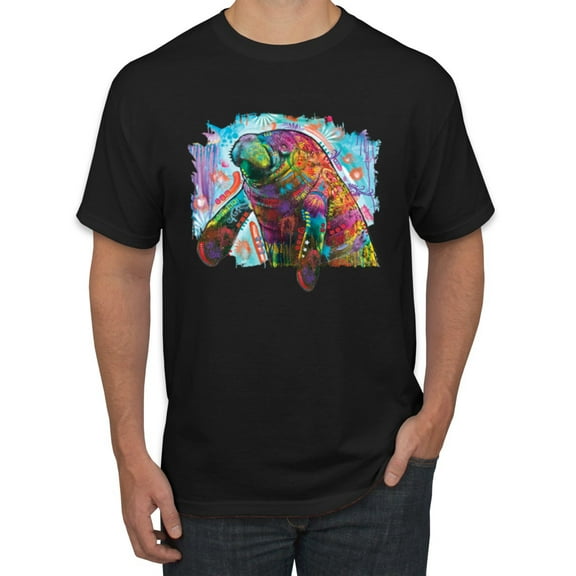 Wild Bobby Rainbow Painted Manatee Dean Russo Design Animal Lover Men Tee, Black, Small