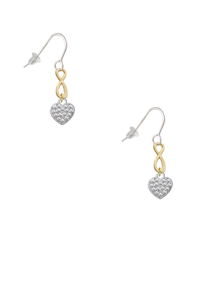 Delight Jewelry Silvertone Clear Crystal Heart Gold Tone Infinity French Earrings