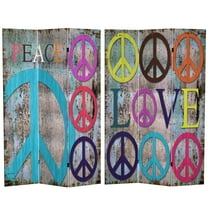 Oriental Furniture 6 ft. Tall Multi-Color Peace & Love Room Divider - 3 Panel