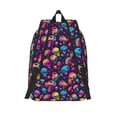 thumbnail image 2 of Picia rainbow color mushroom Skull Printed Canvas Daypack - Stylish and Durable Vintage Compact Backpack - Class, Work, Travel, or Laptop Bookbag,Organized Compartments-Medium, 2 of 6