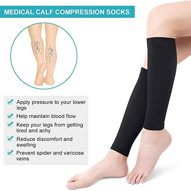 Calf Compression Socks, Footless Compression Sock for Men and Women,  20-30mmHg Calf Compression Sleeve for Varicose Vein, Edema