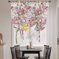 thumbnail image 3 of Light Pink Spring Floral Balloon Curtains for Bedroom/Front Door/Bathroom, Vintage Summer Botanical Tie Up Curtains 63 Inch Length Light Filtering Kitchen Curtains Shades for Windows 46"x63", 3 of 8