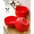 thumbnail image 3 of Large Ceramic Serving Bowls 42 Oz - 7 Inch Salad Bowl Set of 4 for Kitchen,Modern Ribbed Porcelain Dishes for Entertaining,Soup,Pho,Pasta,Cereal, Noodle - Dishwasher & Microwave Safe, Red, 3 of 6