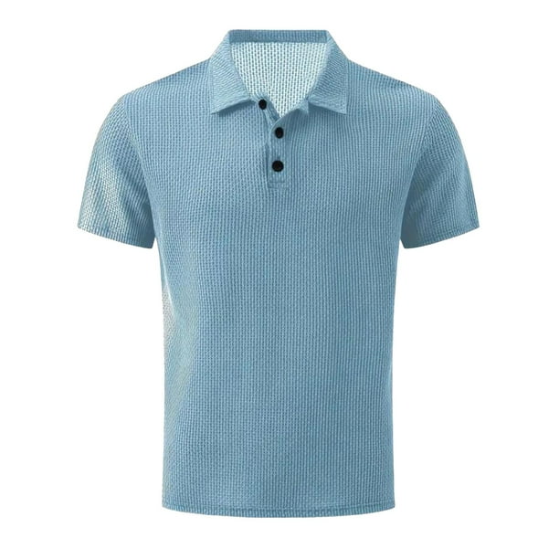 pstuiky camisetas para hombre, Camiseta deportiva de verano para hombre, informal, de color liso, con botones y manga corta camisas casuales para hombre l