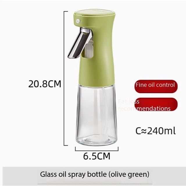 Botella pulverizadora de vidrio for el hogar, suministros de cocina, freidora de aire, botella pulverizadora atomizada, botella pulverizadora de aceite de oliva comestible, 1 unidad
