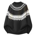 thumbnail image 4 of Babcutegg Mens Fair Isle Crewneck Sweater Long Sleeve Jacquard Knit Pullover Fall Winter Loose Casual Sweaters Size 3XL, 4 of 5