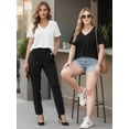 thumbnail image 5 of MOYIKO Women V Neck T-shirt for Women Pleats Short Sleeve Tunic Top White Casual Plain Summer Blouse Tee S, 5 of 7