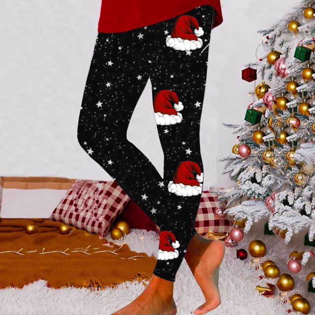 MKLEKYY Leggings deportivos mujer Pantalones de yoga navideños para mujer con estampado de copos de nieve para uso deportivo