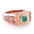 thumbnail image 3 of Gem Stone King 3.04 Ct Cushion Green Malachite 18K Rose Gold Plated Silver Men's Ring (Size 10), 3 of 4