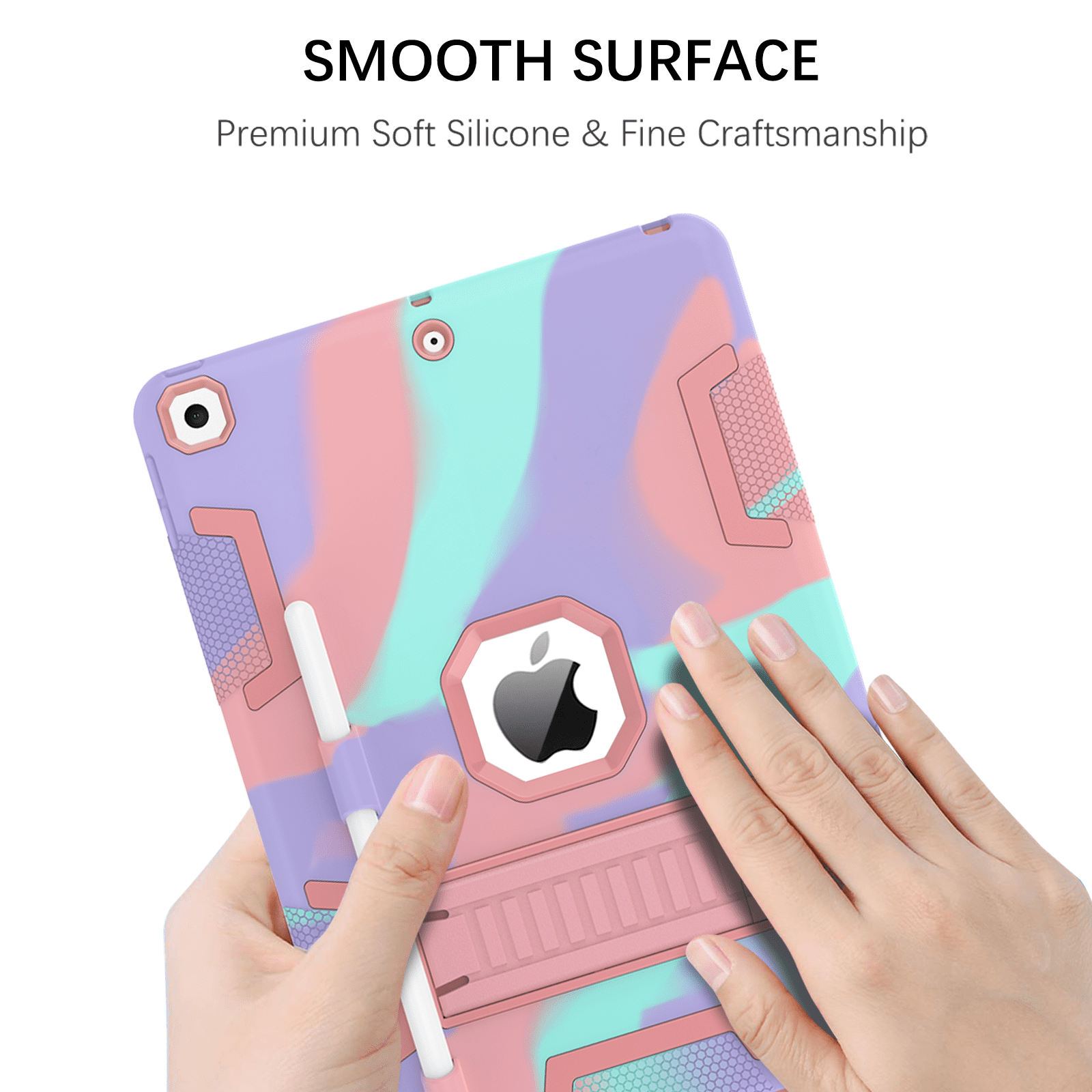 BENTOBEN iPad 9/8/7th Generation Case, iPad 10.2 2021/2020/2019 Case with Pencil Holder, Camo/Pink