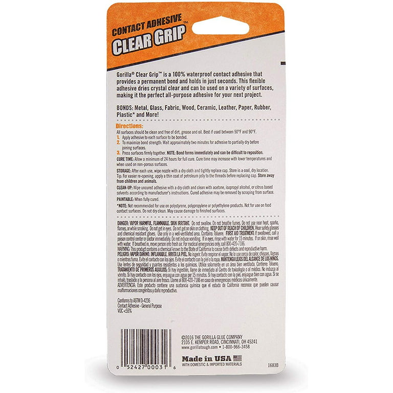 Gorilla Contact Adhesive Clear Grip 3oz Crystal Clear