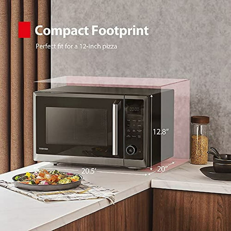 Toshiba 1.0 Cu. ft 8-in-1 Air Fryer Microwave Oven Combo, 1000 Watts, Black  Stainless Steel, ML2-EC10SA(BS) 