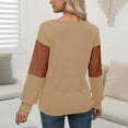 thumbnail image 3 of FNFHFY Women Plus Size Blouses Dressy Casual Color Block Sweater Button Decor Long Sleeve Shirts Fall V Neck Tops 2025, 3 of 4