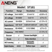 ANENG ST181 Digital Clamp Multimeter, 4000 Counts AC Current NCV Tester for Electrical and Voltage Testing