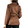 thumbnail image 4 of Jess by Meiko Women's Faux Suede Jackets Long Sleeves Notched Lapel Wear-to-Work Wrap Belt Blazer XL Brown, 4 of 9