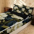 thumbnail image 2 of Erosebridal Traditional Flower Zipper Twin Comforter Sets with Fitted Sheet and 2 Pillowcases, Retro Floral Zipper Bedding Set, Black Reversible, Cream White Sage, Black Reversible, 2 of 7