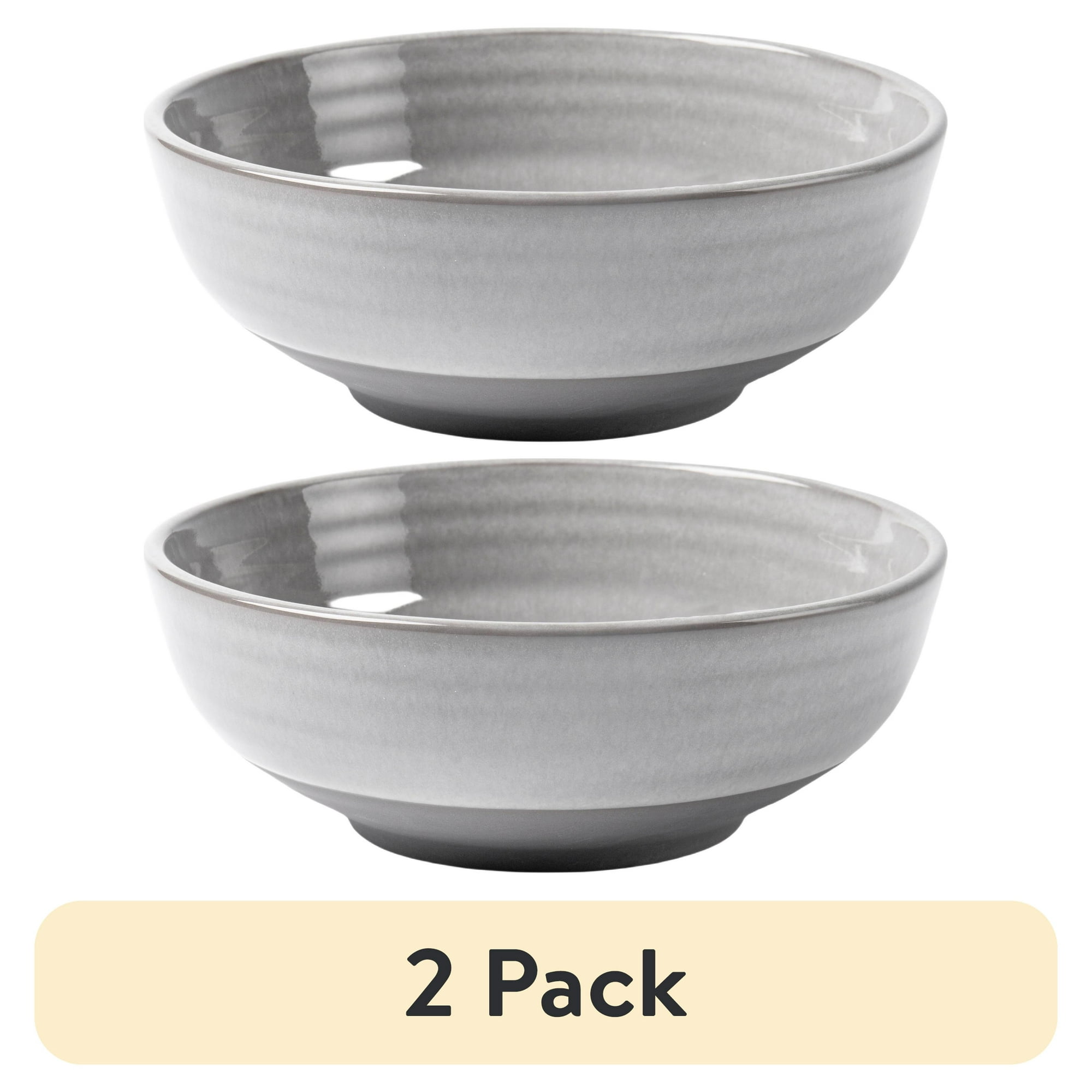 (2 pack) Better Homes & Gardens Collins Gray Stoneware Round Cereal Bowl