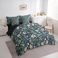 thumbnail image 3 of Homewish Chic Floral Flowers 7pcs Bedding Comforter Set For Kids Teens Adults,Exotic Style Queen Bedding Sets Super Cozy,Retro Vintage Queen Sheet Sets,Ultra Soft Home Decor,Reversible, 3 of 8