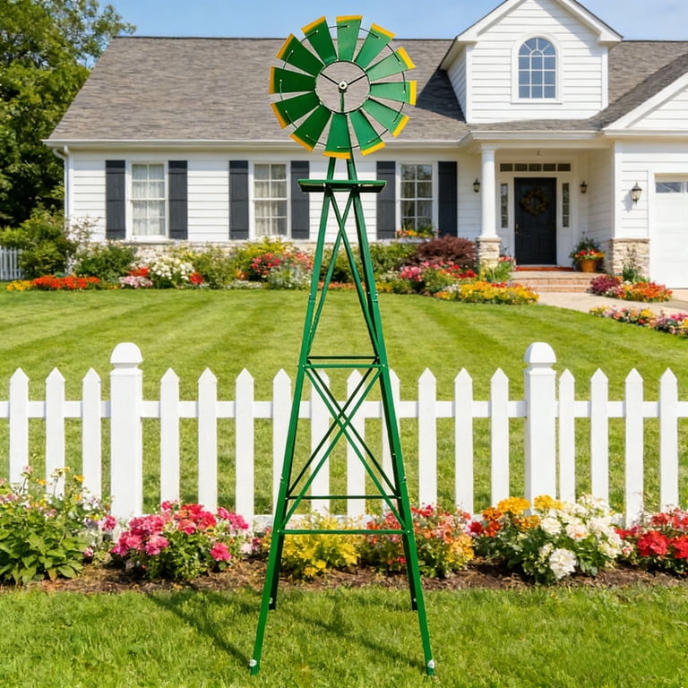 Ktaxon 8ft Metal Garden Windmill with Directional Wheel, Weather