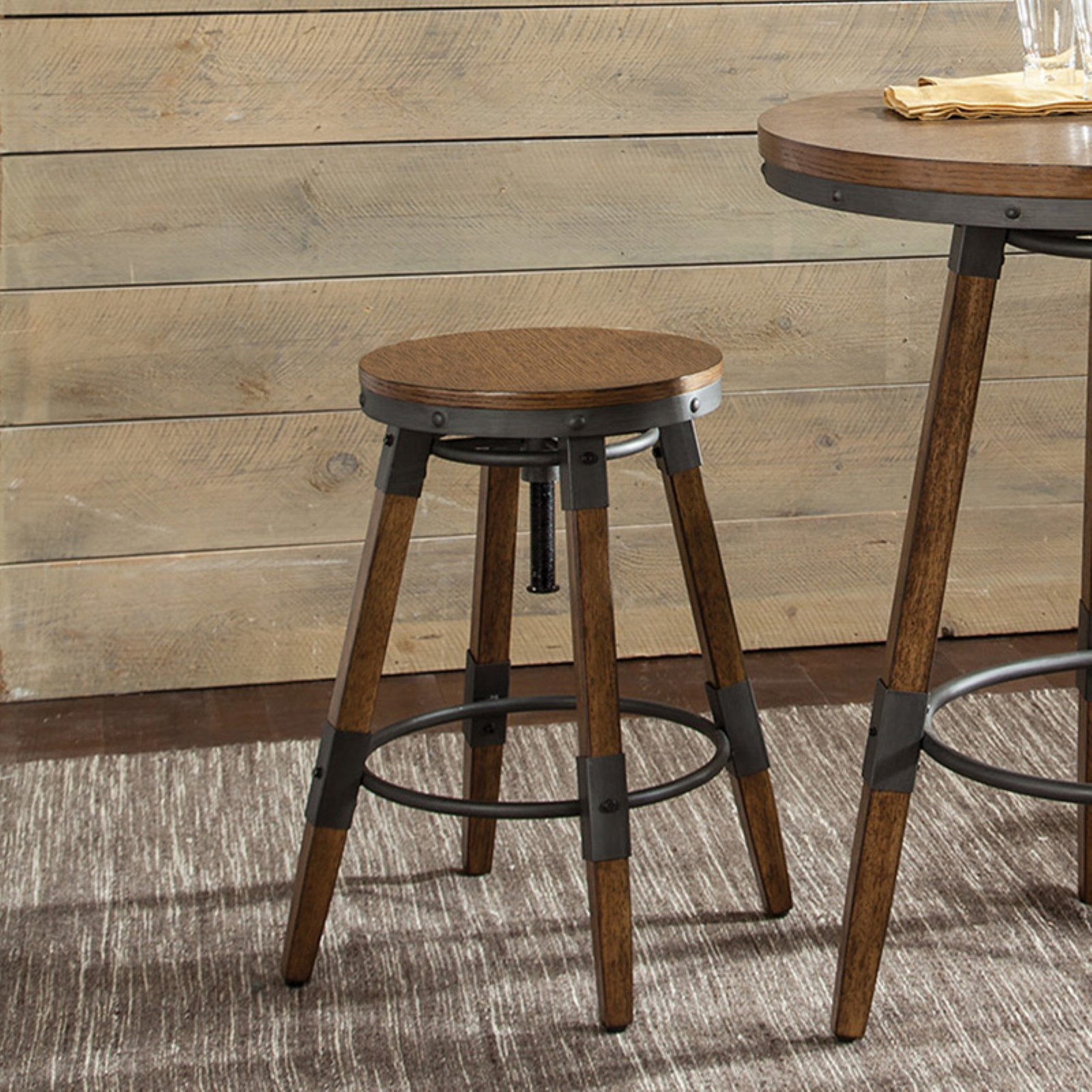 Hornell Bar Stool in Weathered Oak